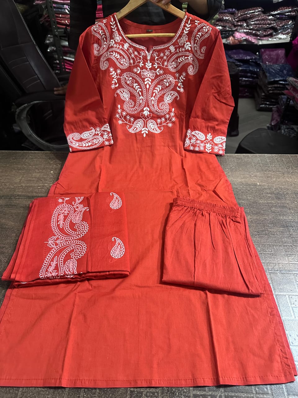 Pure Fine Cotton Embroidered Suit Set