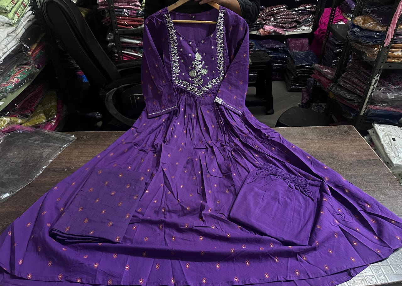 New Traditional Embroidered Anarkali Kurta Set