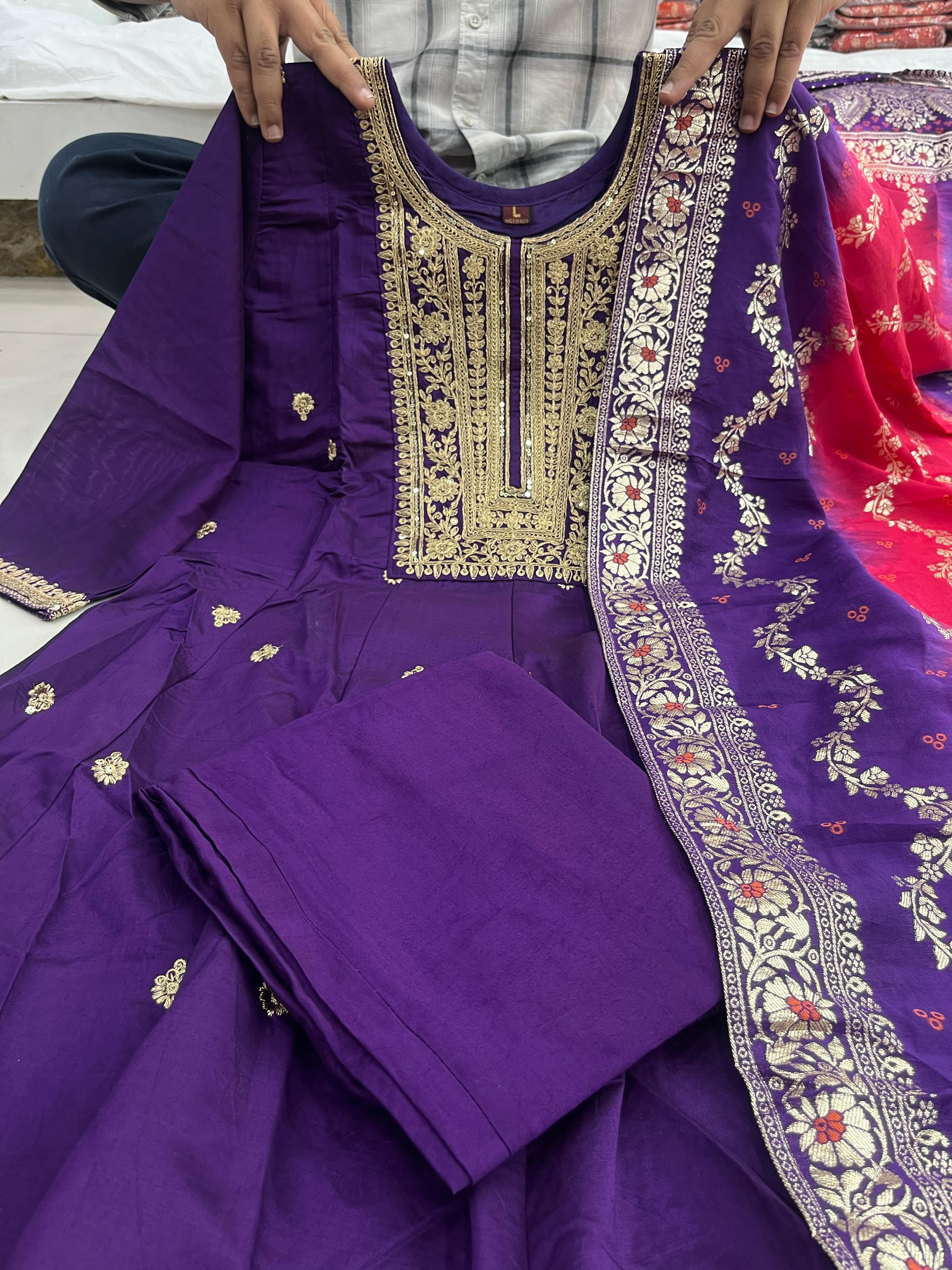 Noor-E-Chandni Anarkali Kurti Pant Dupatta Set