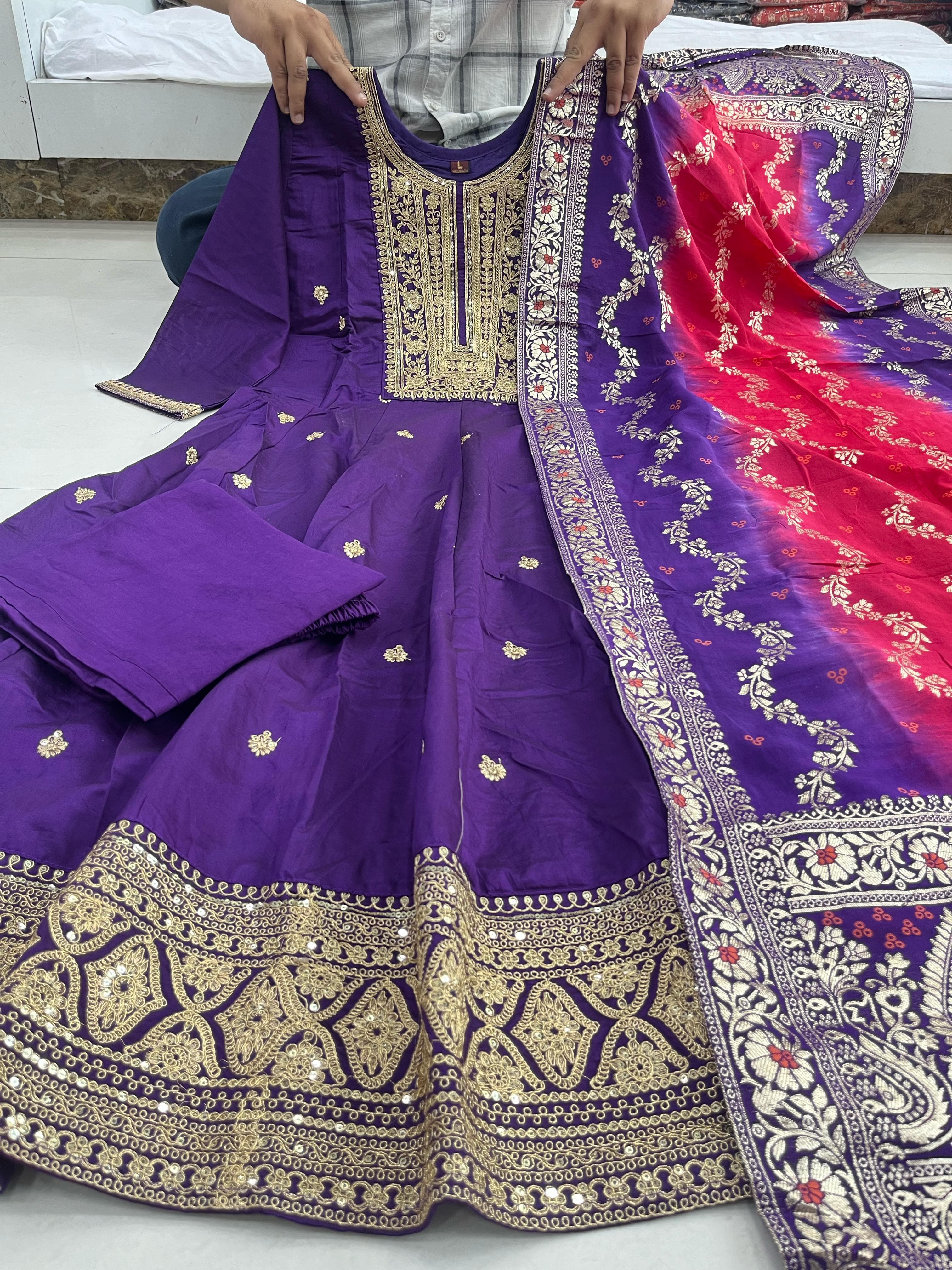 Noor-E-Chandni Anarkali Kurti Pant Dupatta Set