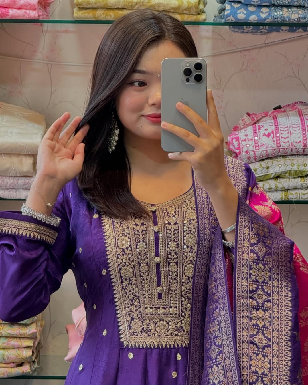Noor-E-Chandni Anarkali Kurti Pant Dupatta Set