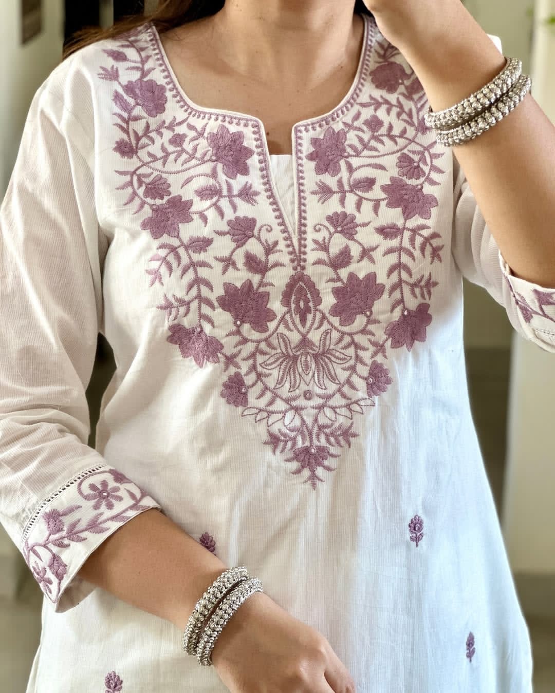 Noor-e-Khadi White Embroidered Khadi Flex Suit Set