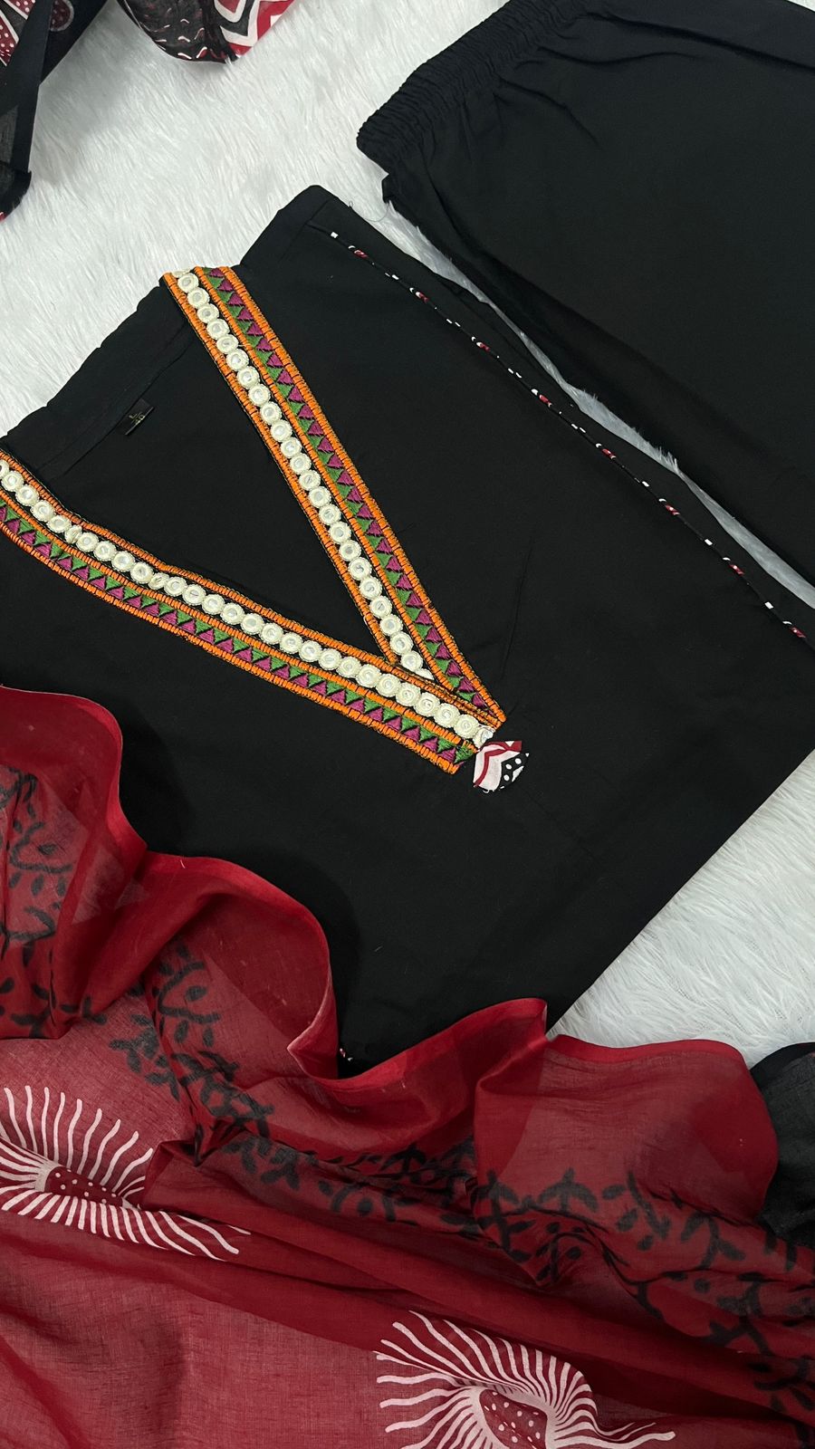 Nazaara Cotton Embroidered Suit Set