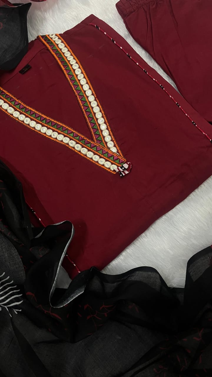 Nazaara Cotton Embroidered Suit Set