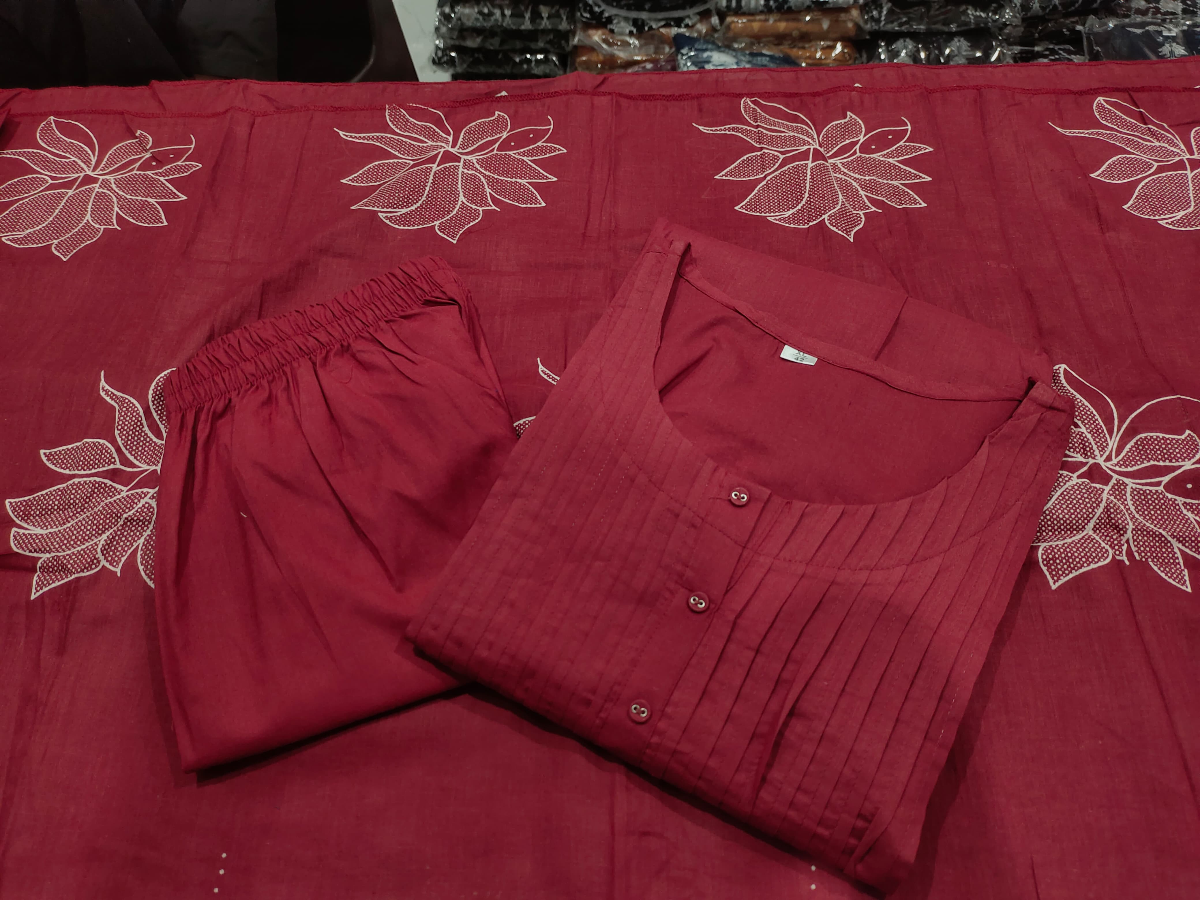 Elegance V-Neck Kurti Pant Dupatta Set
