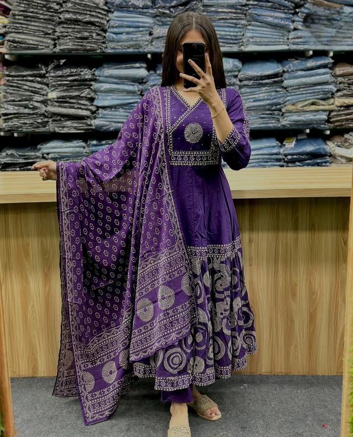 Noorani Purple Anarkali Kurta Set
