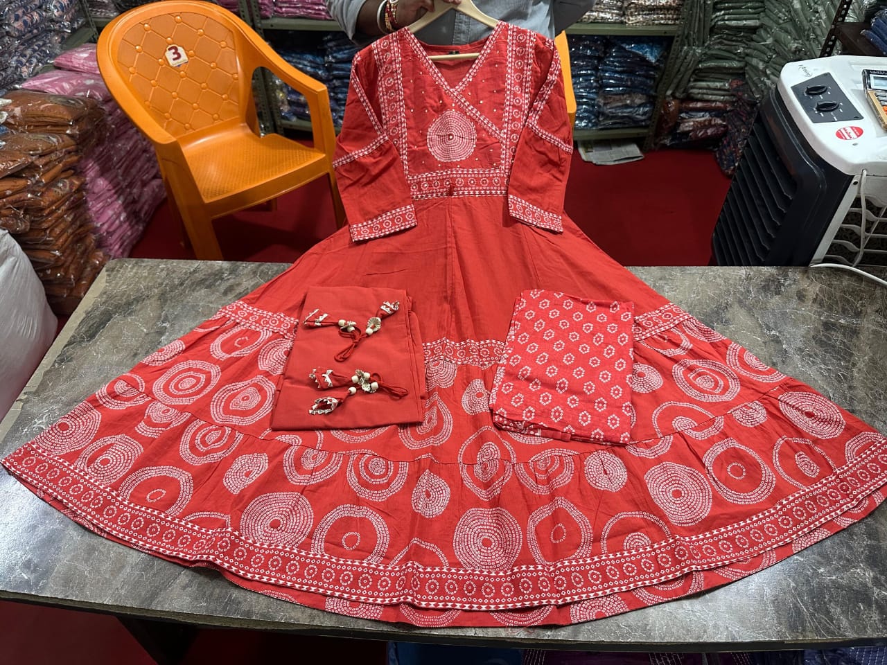 Noorani Orange Anarkali Kurta Set