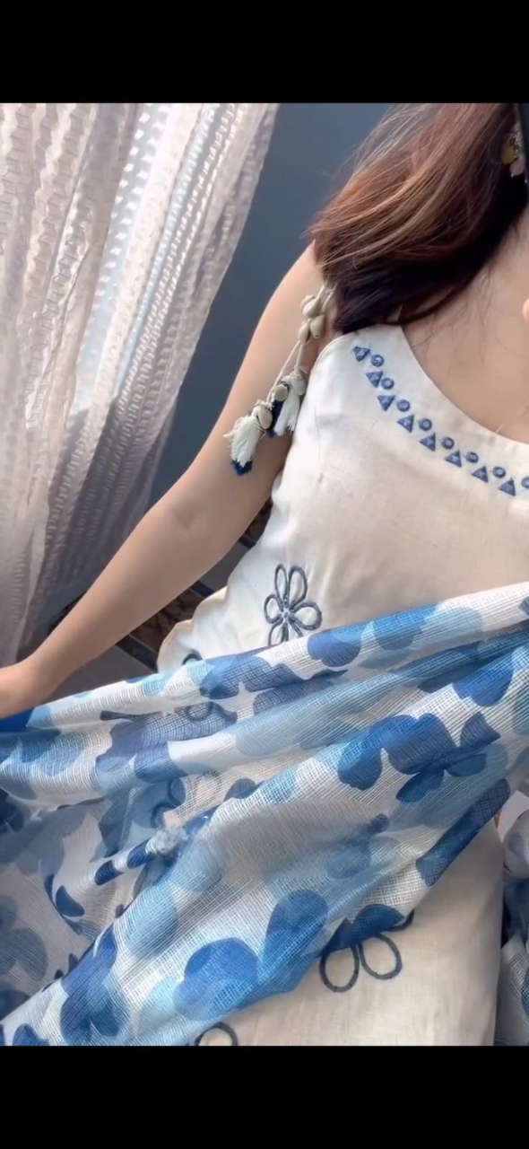 Nooraniya Cotton Flex Blue Embroidery Kurti Set