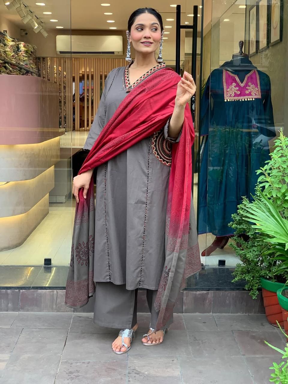Nazaara Cotton Embroidered Suit Set