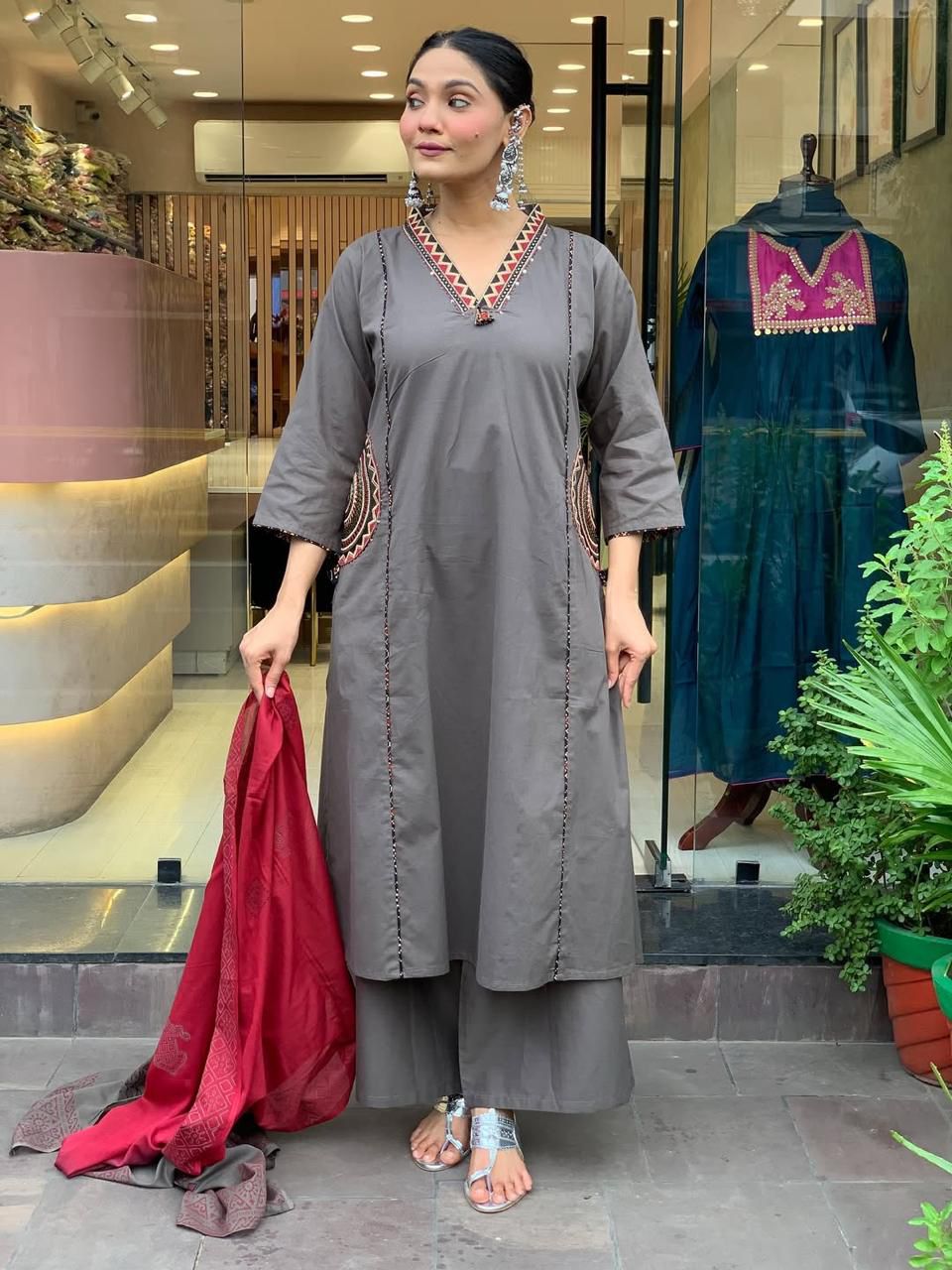 Nazaara Cotton Embroidered Suit Set