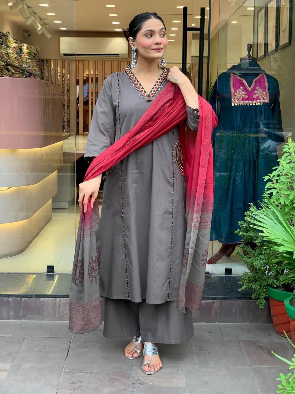 Nazaara Cotton Embroidered Suit Set
