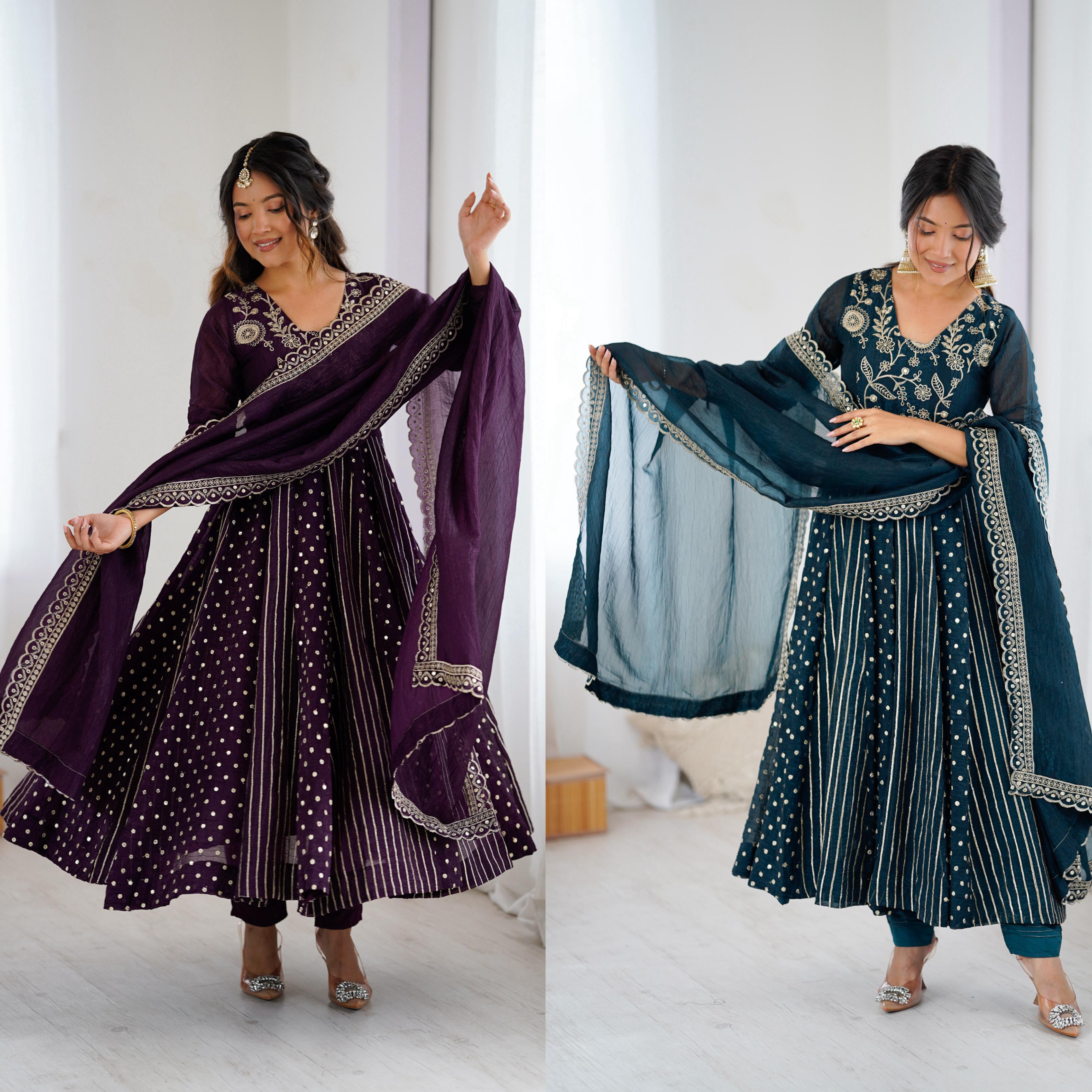 Noor-E-Morpanki Embroidery Anarkali Gown Set