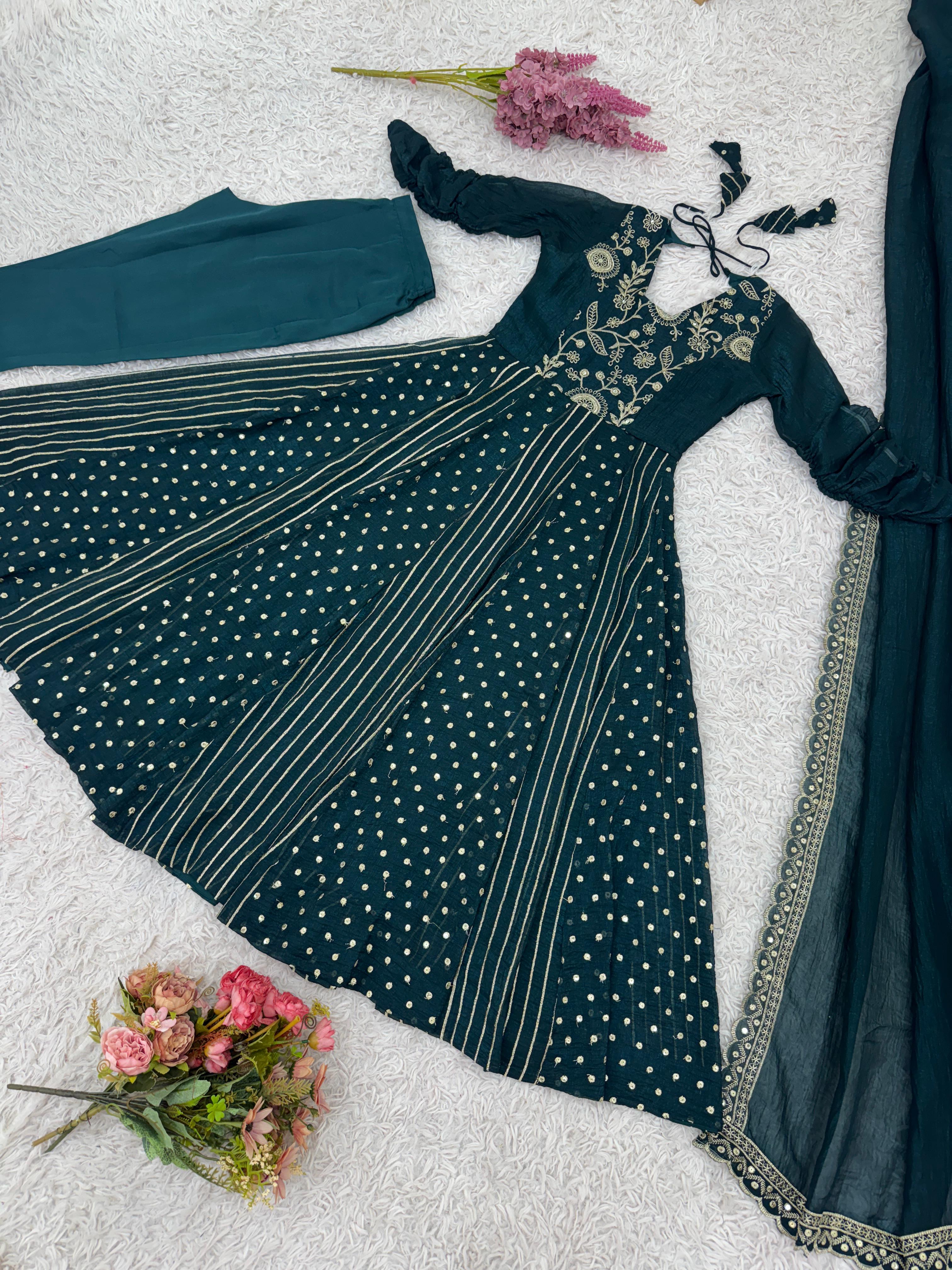 Noor-E-Morpanki Embroidery Anarkali Gown Set