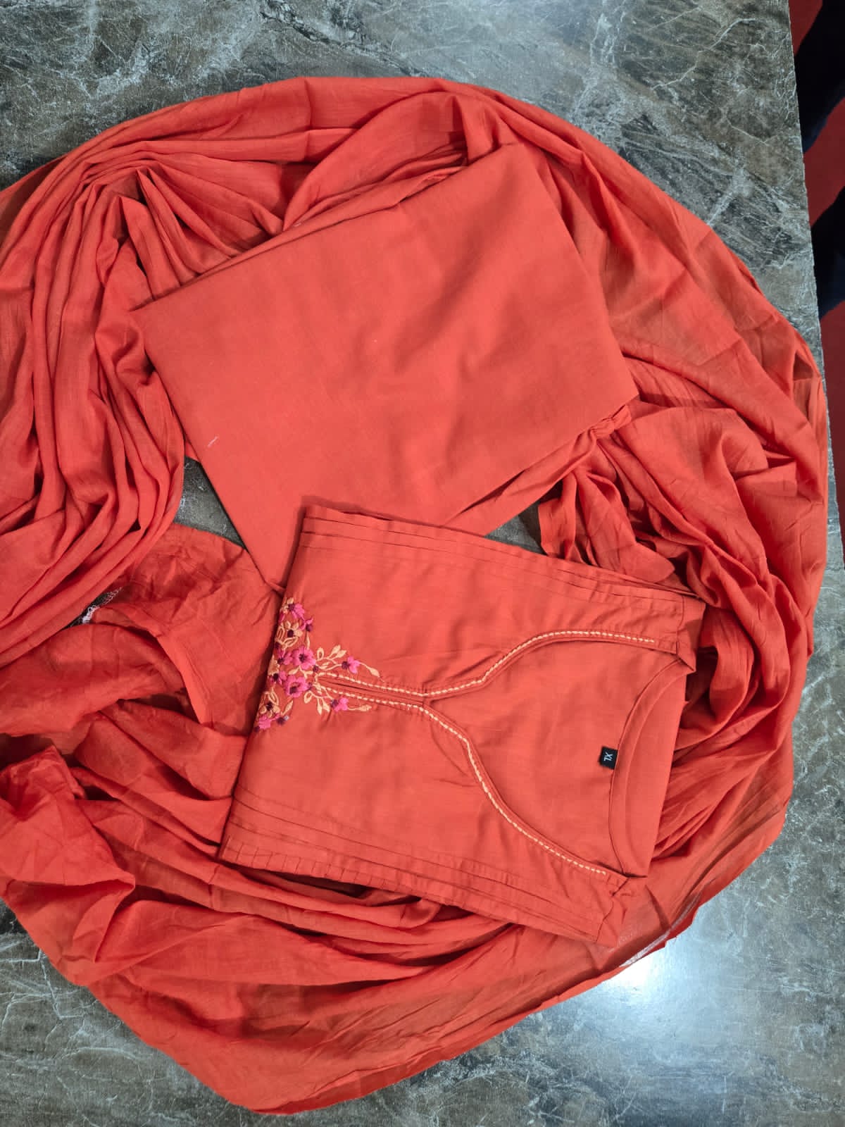 Rangtara Embroidered Cotton Kurta Pant Dupatta Set