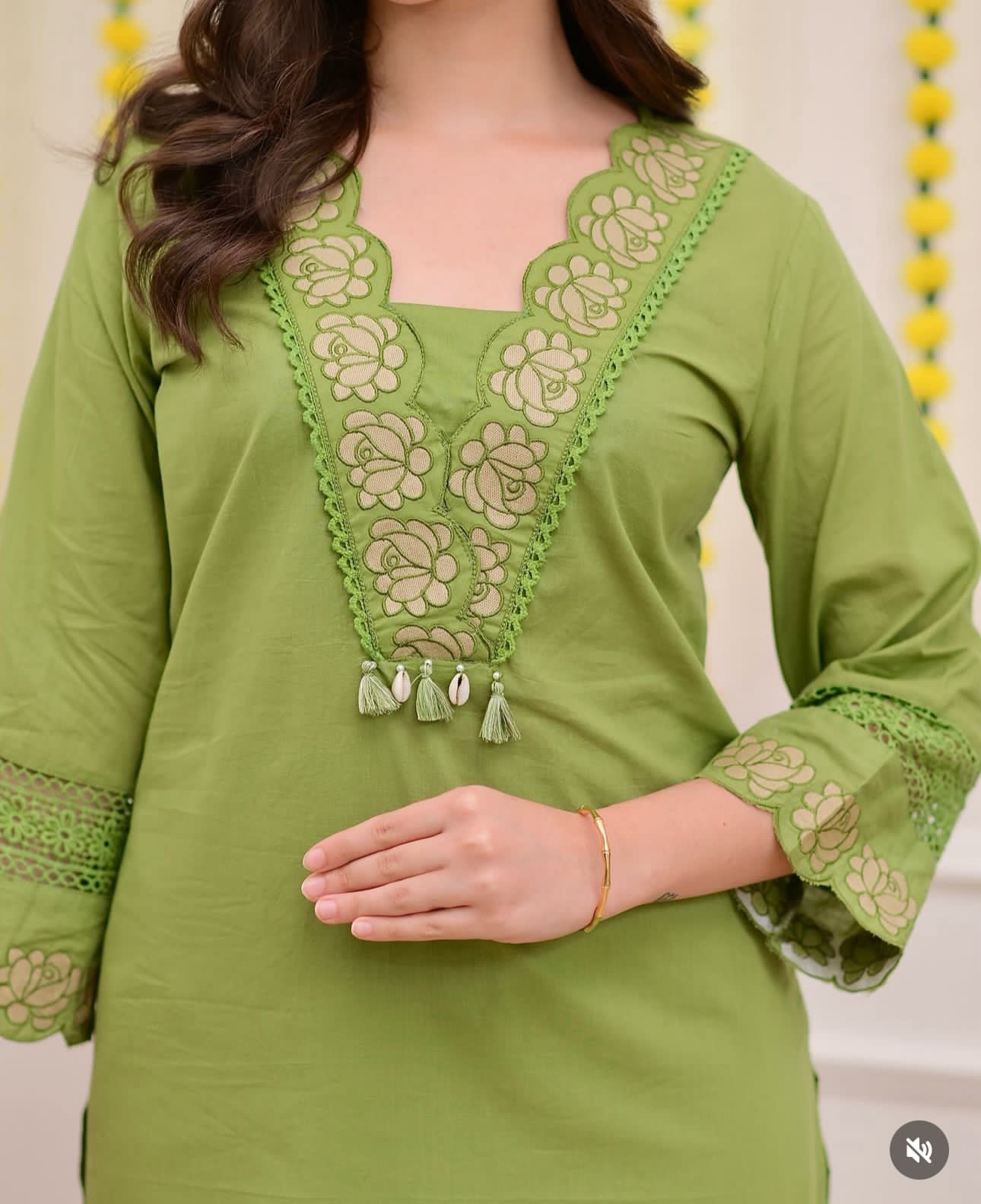 Rangreza Embroidered Cotton Straight Kurta Pant Dupatta Set