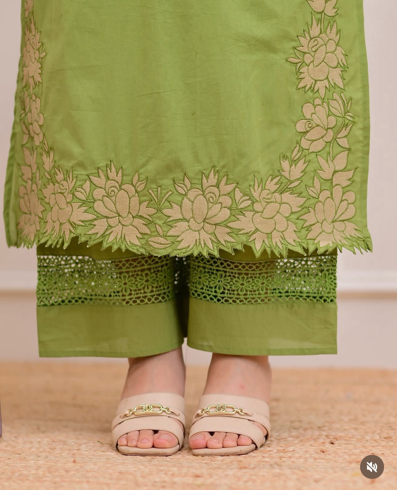 Rangreza Embroidered Cotton Straight Kurta Pant Dupatta Set
