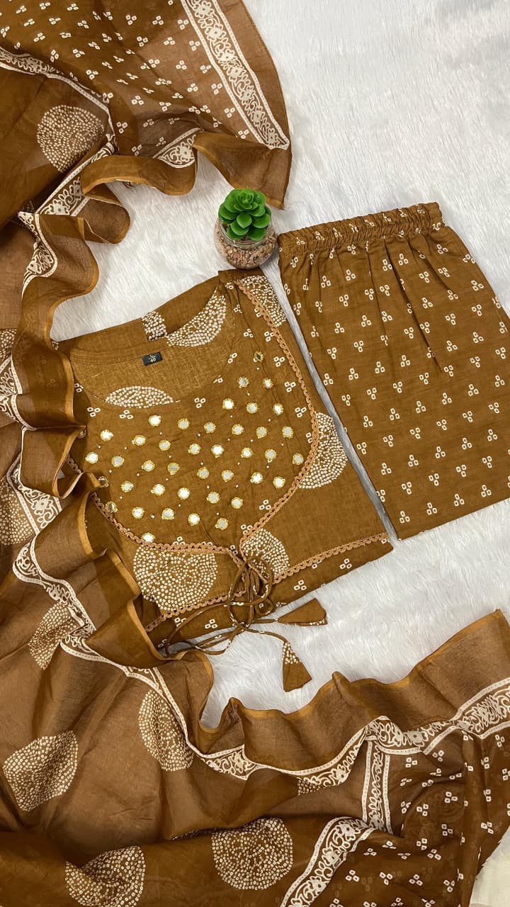 Noor-E-Brown Anarkali Shrug Kurti Set