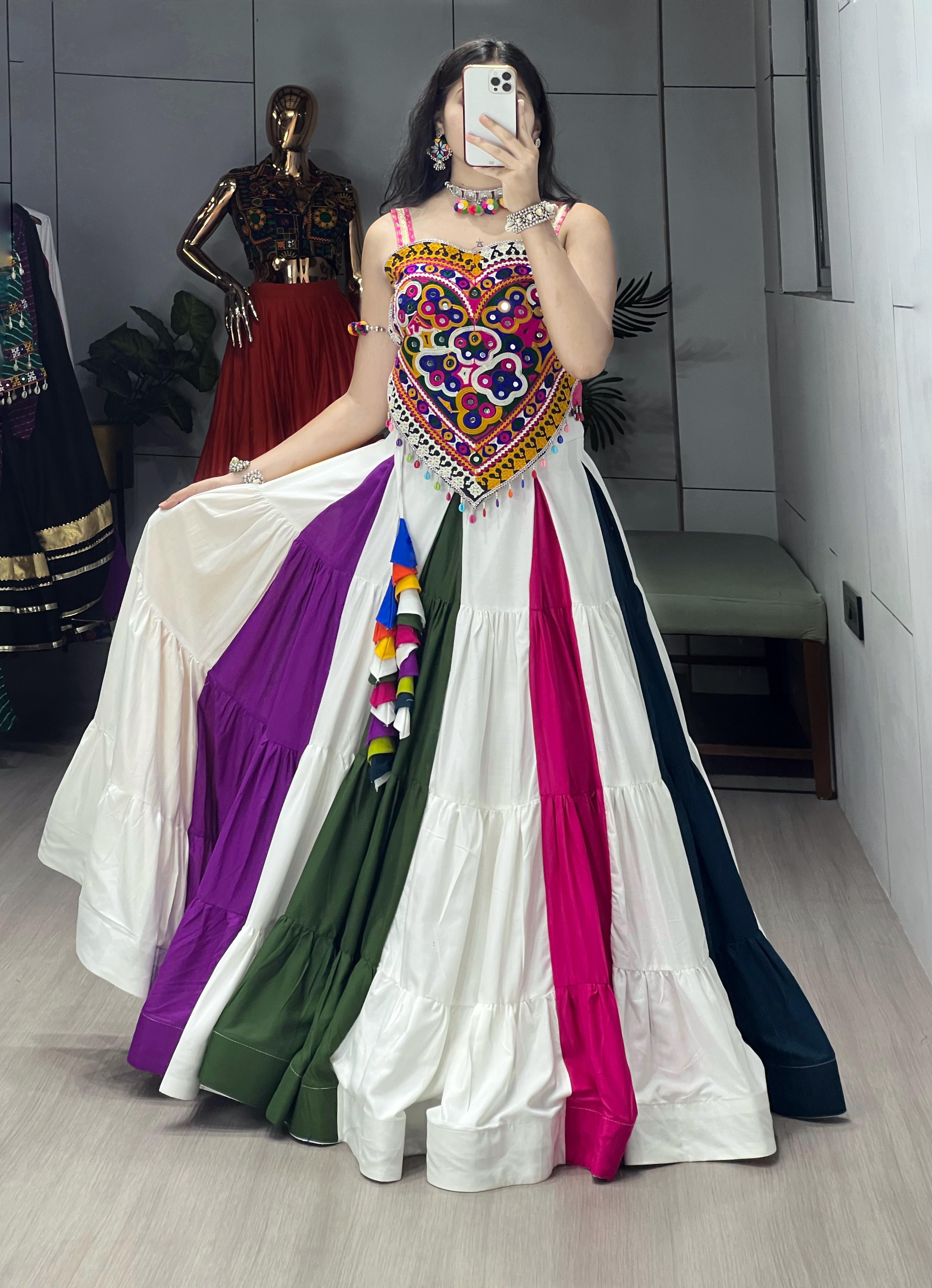 Zankaar Kutchi Mirror Work Navratri Lehenga Choli Set
