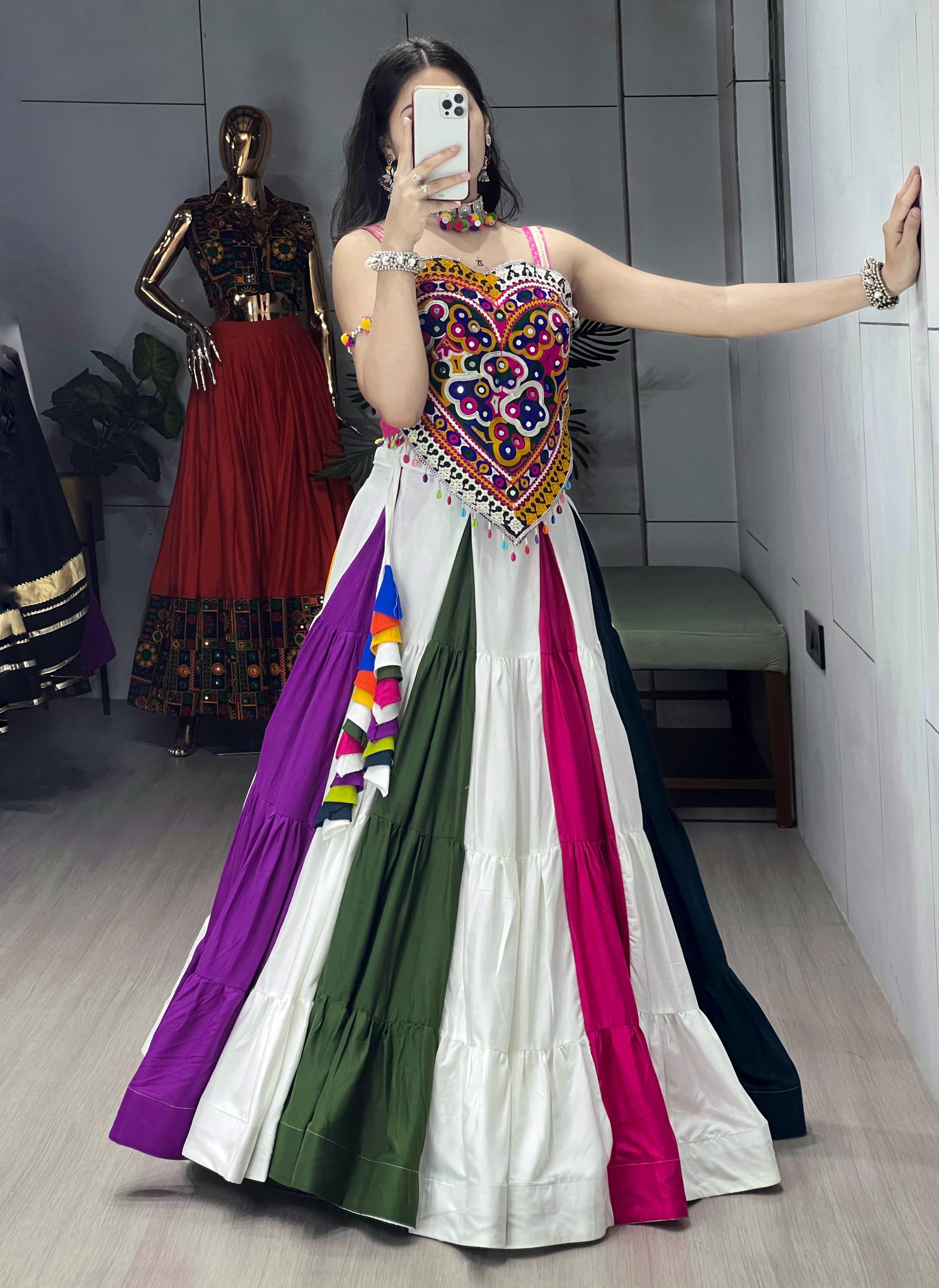 Zankaar Kutchi Mirror Work Navratri Lehenga Choli Set