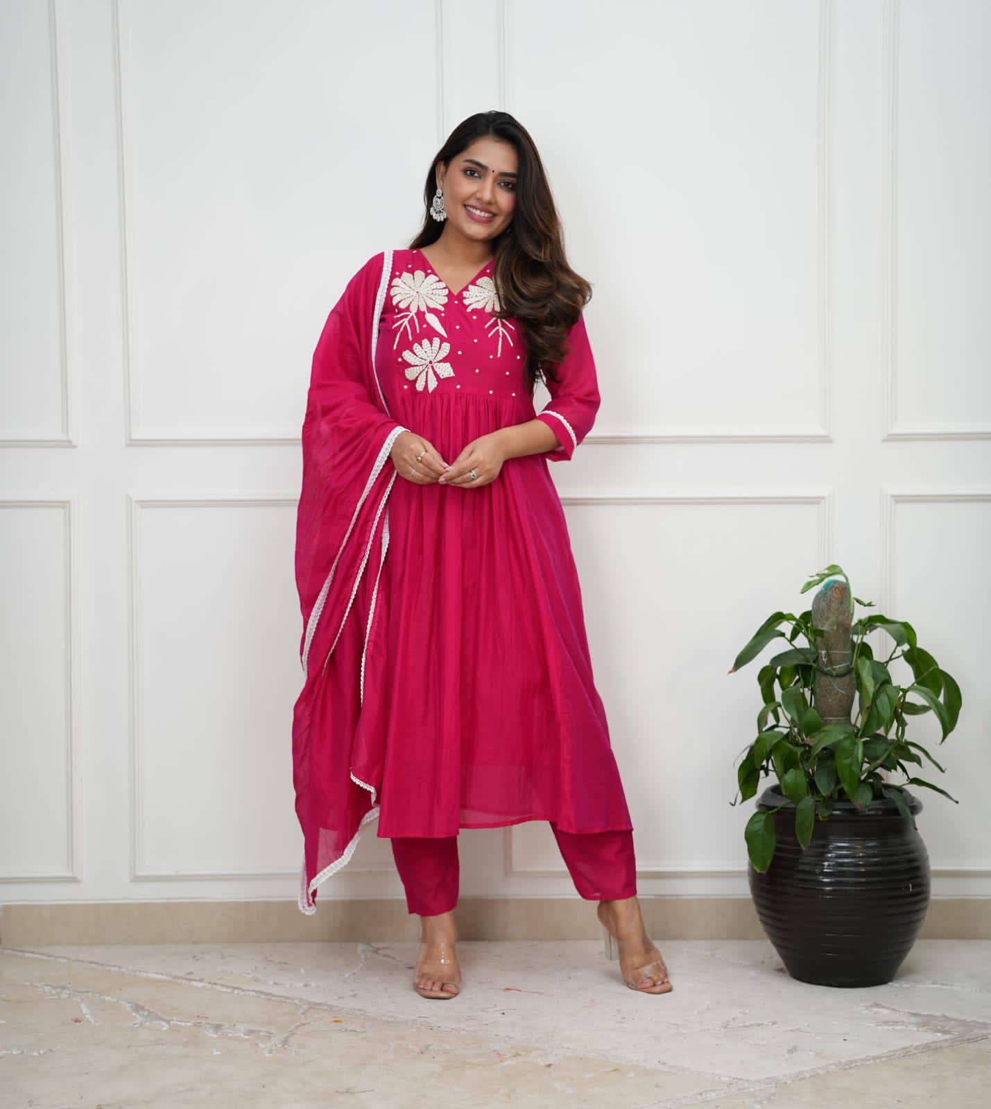 Gulbahaar Pink Flair Cotton Kurta Set