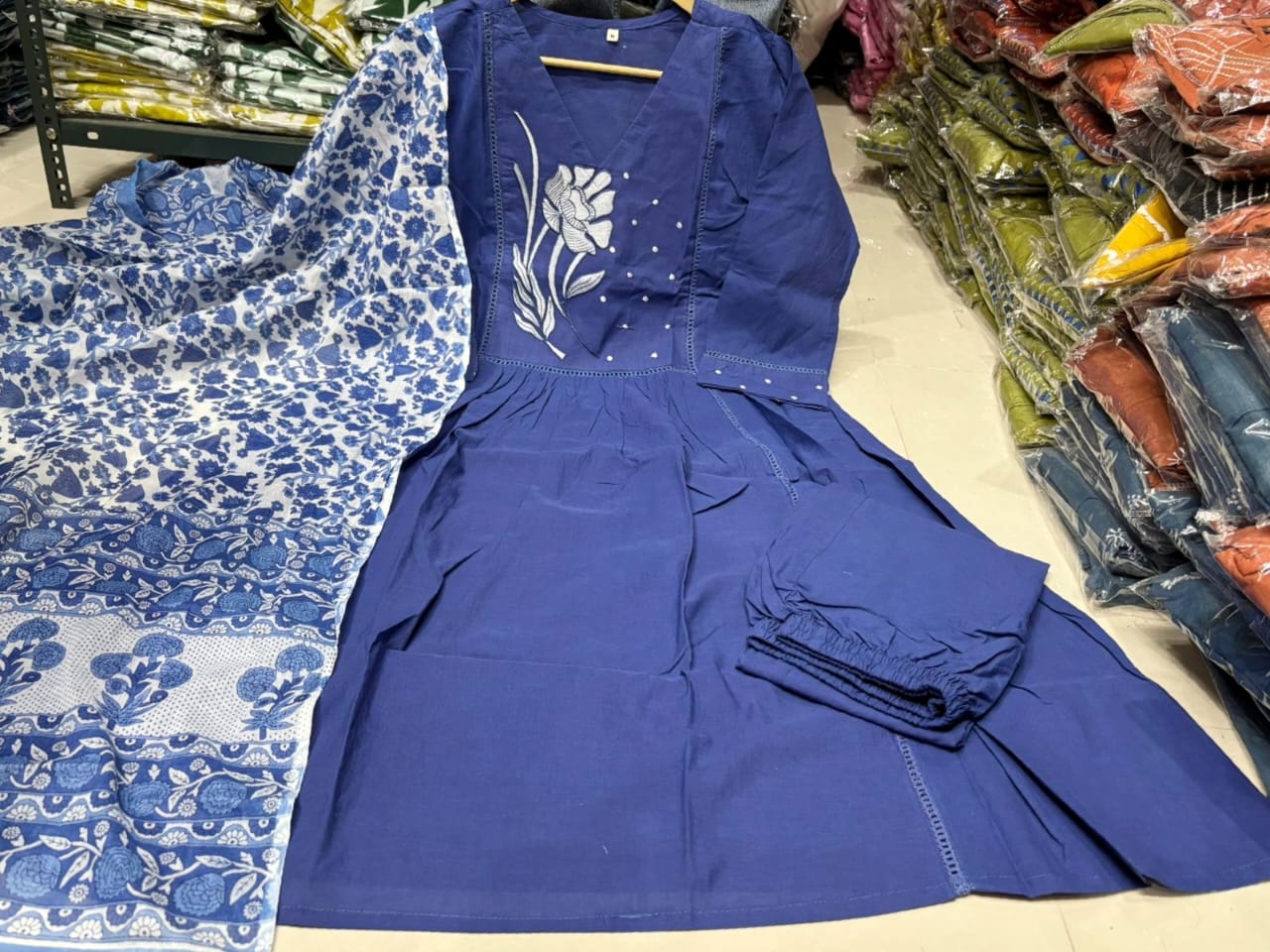 Neelpari Blue Flair Cotton Kurta Set