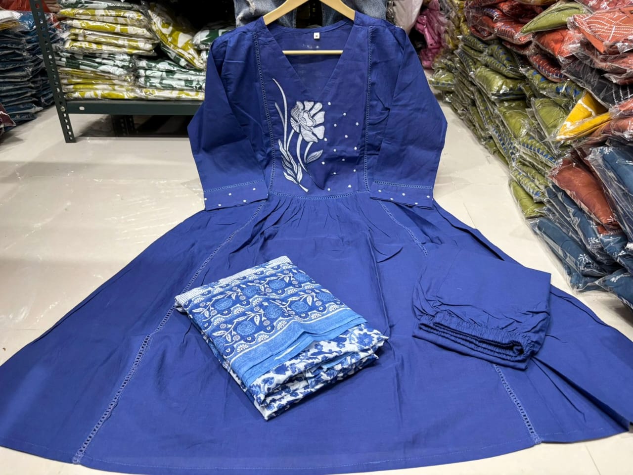 Neelpari Blue Flair Cotton Kurta Set