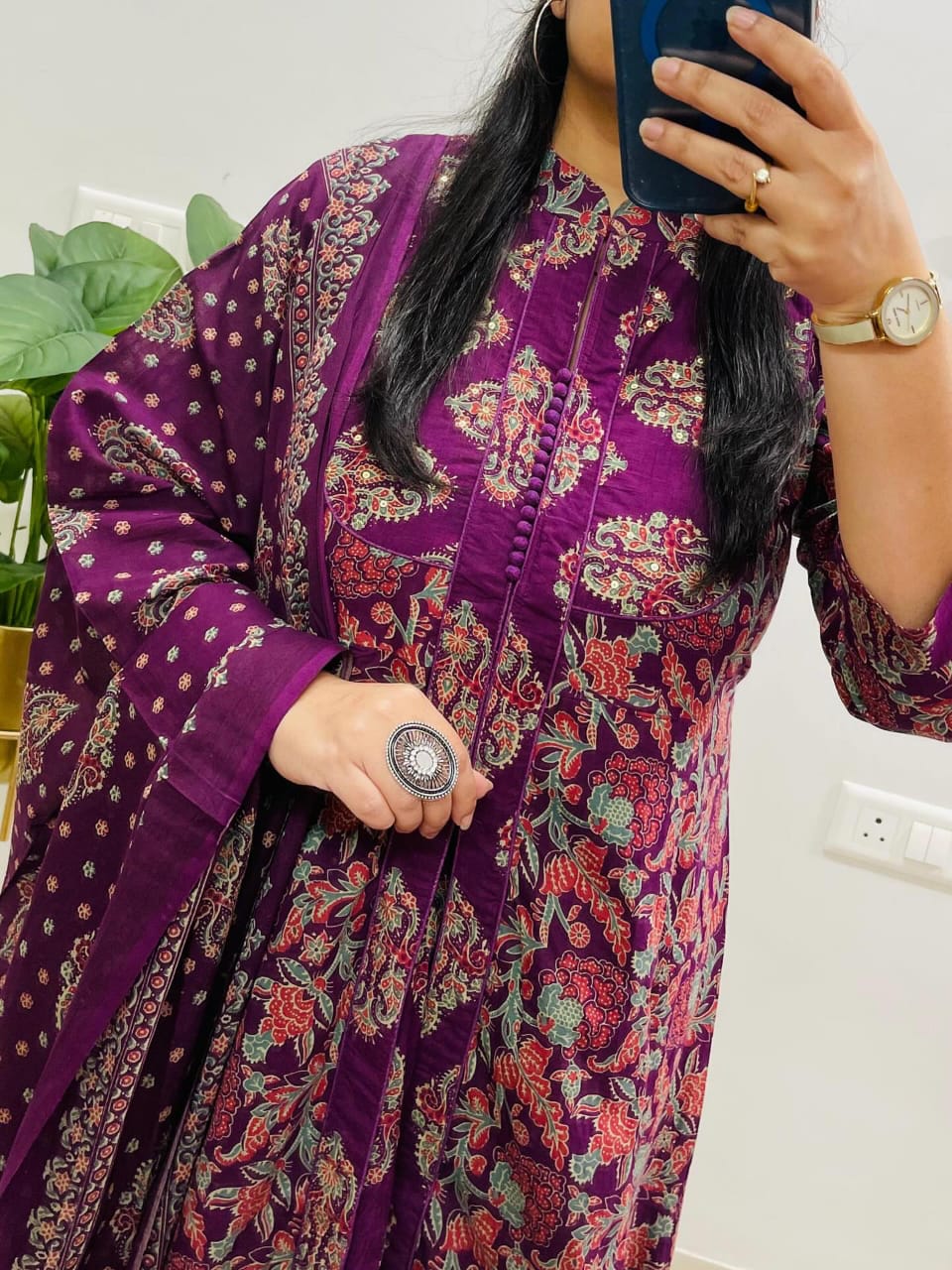 Gulzaar Purple Handwork Anarkali Kurta Set