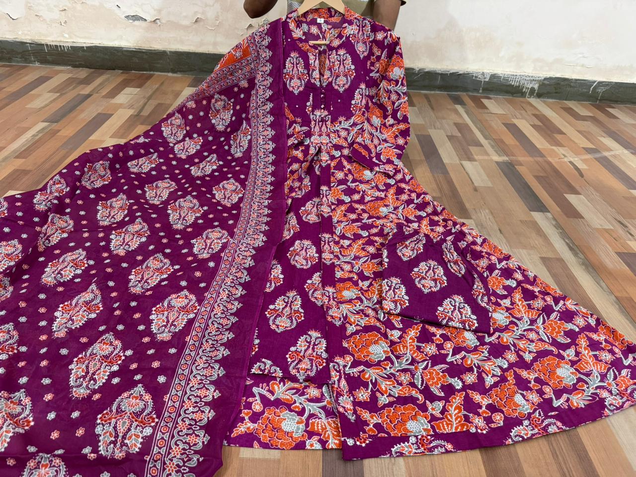 Gulzaar Purple Handwork Anarkali Kurta Set