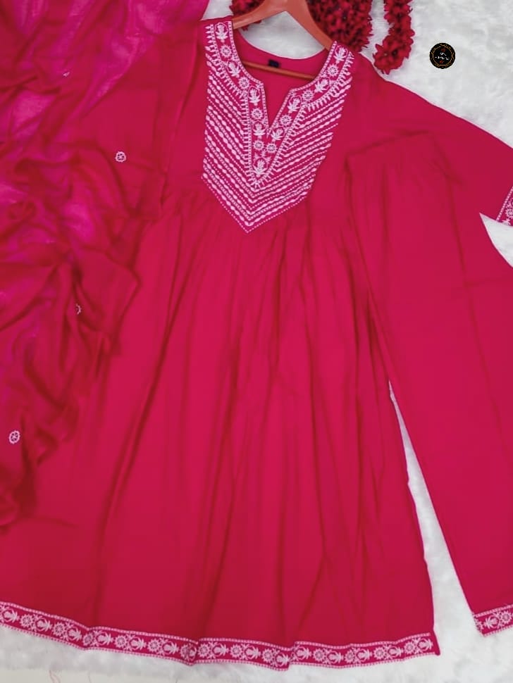 Midnight Grace Anarkali Kurta Set With Premium Cotton Pant & Malmal Dupatta