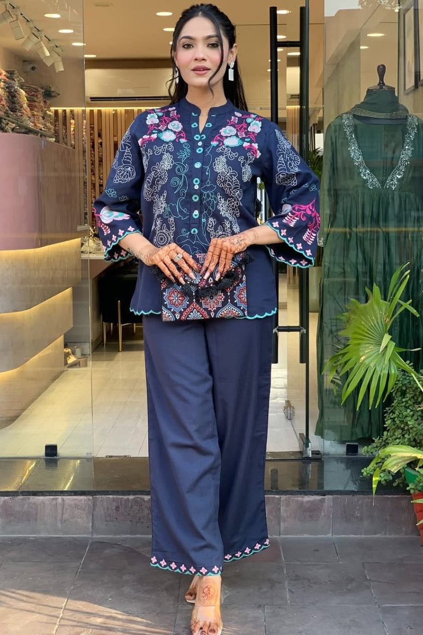 Azure Grace Embroidered Co-ord Set