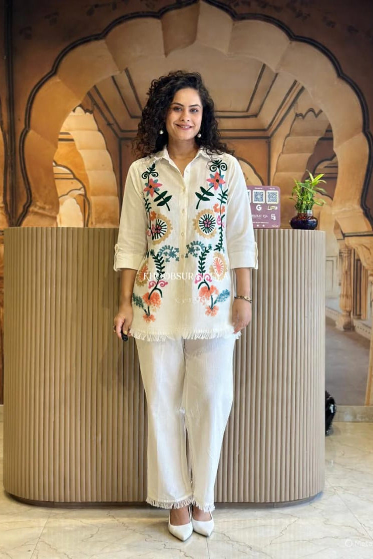 Pearl Flex Cotton Embroidered Co-ord Set