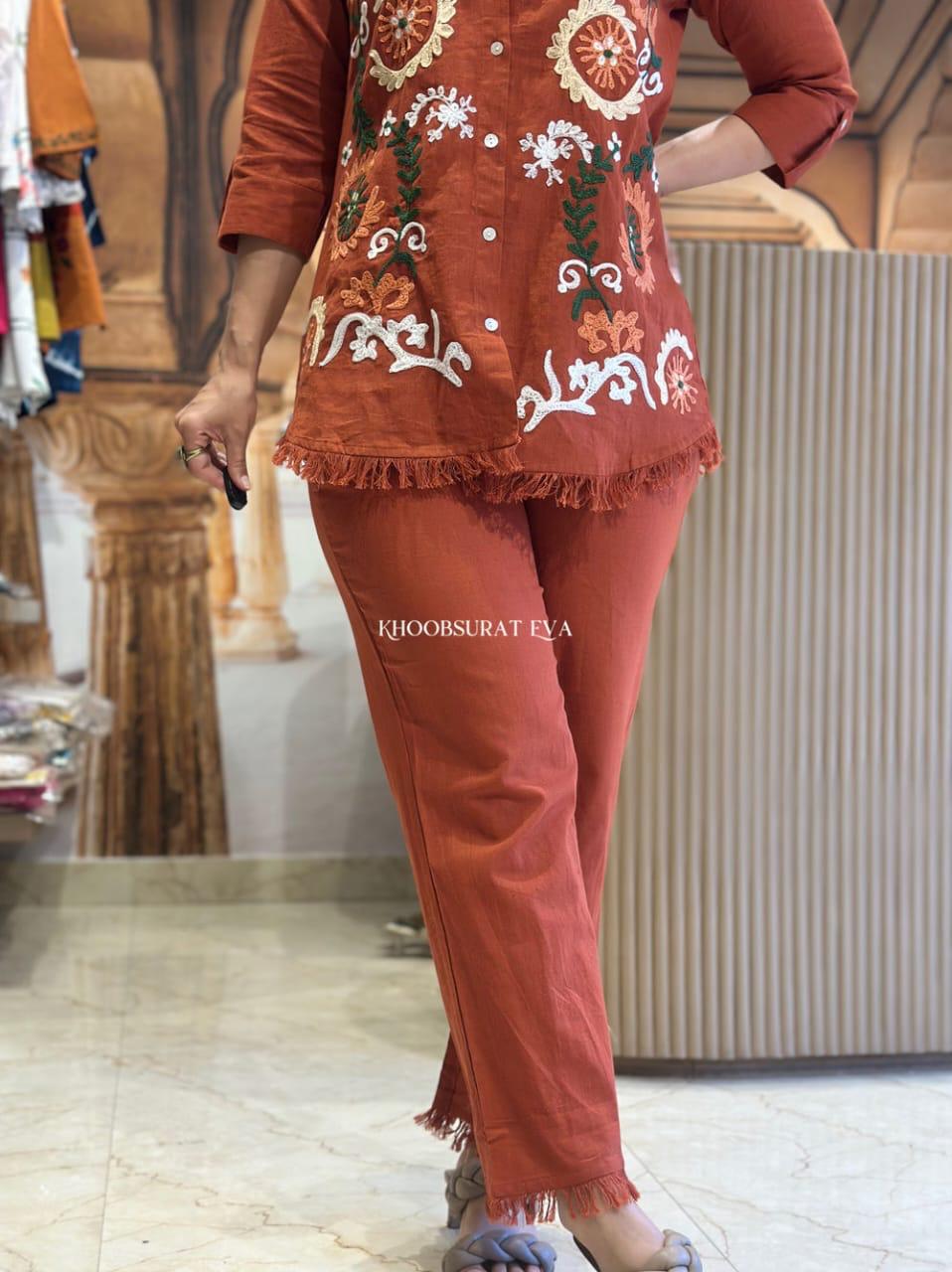 Pearl Flex Cotton Embroidered Co-ord Set