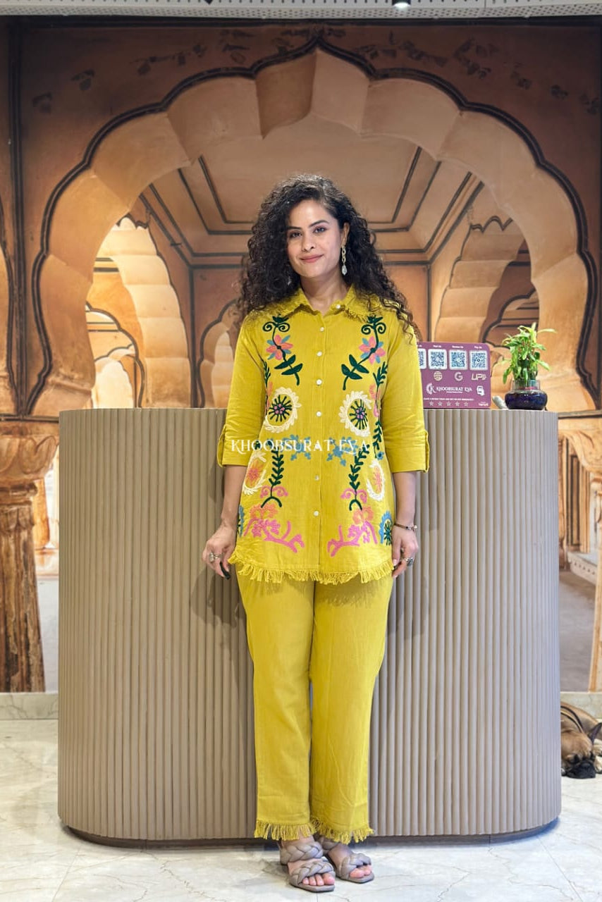 Pearl Flex Cotton Embroidered Co-ord Set