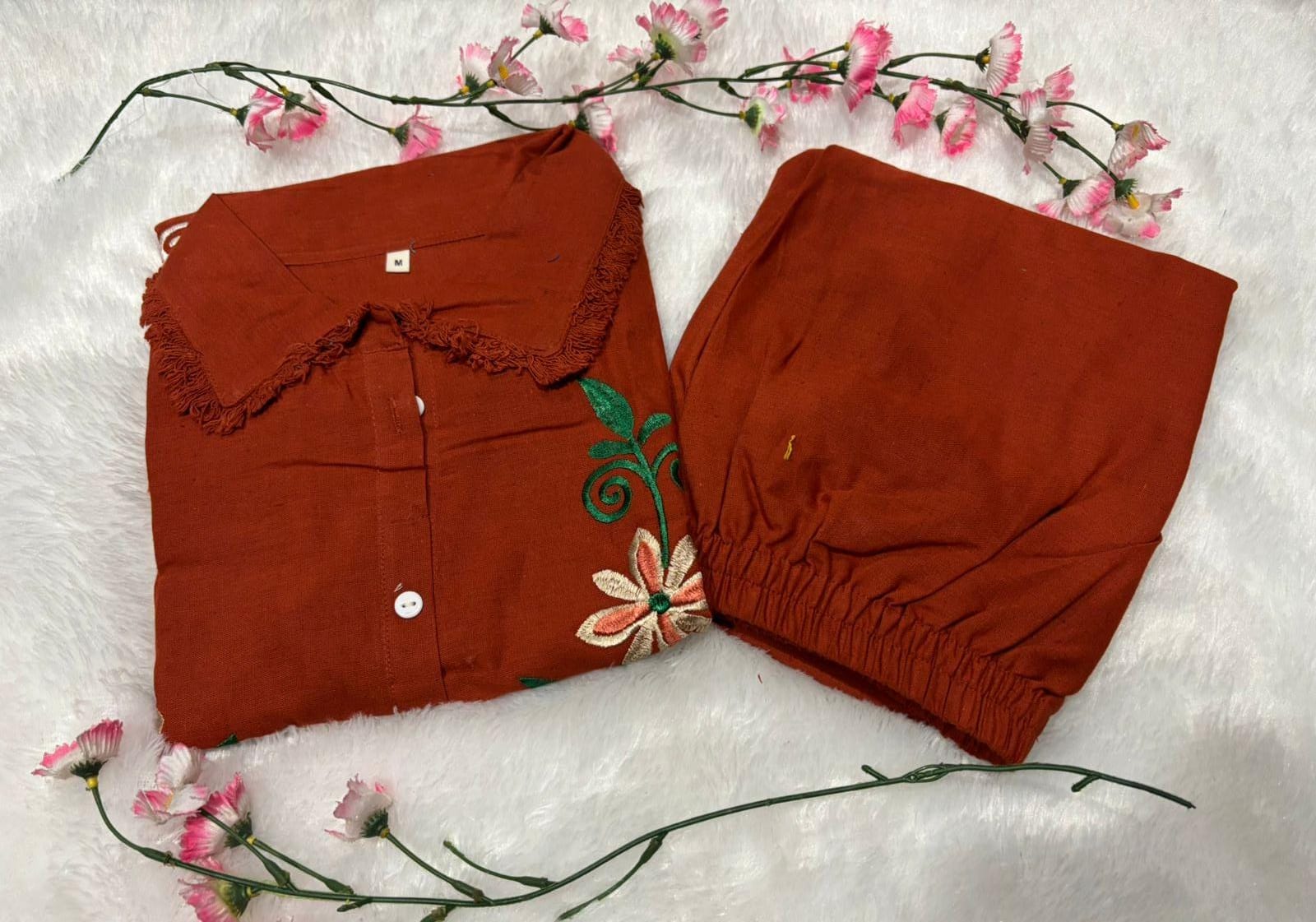 Pearl Flex Cotton Embroidered Co-ord Set