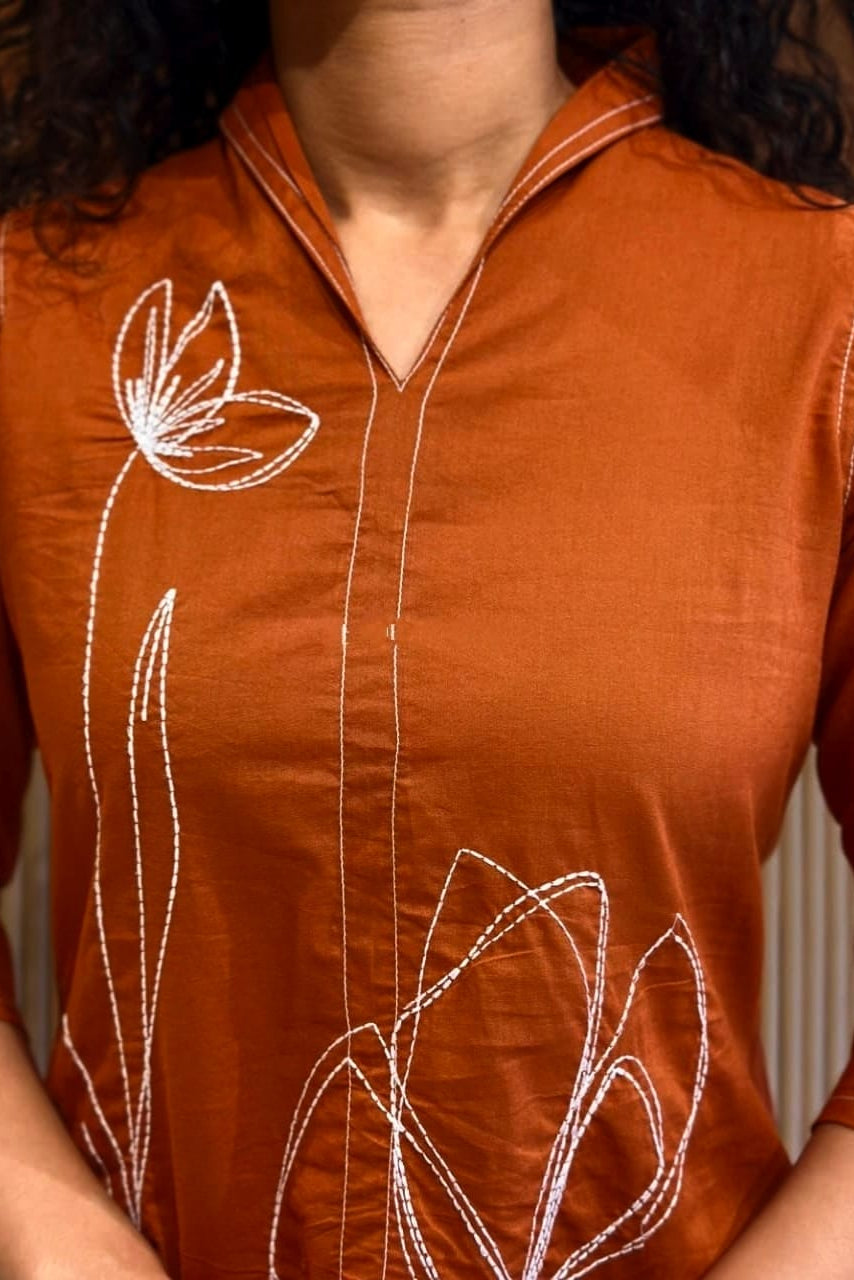 Orange Serenity Embroidered Co-ord Set