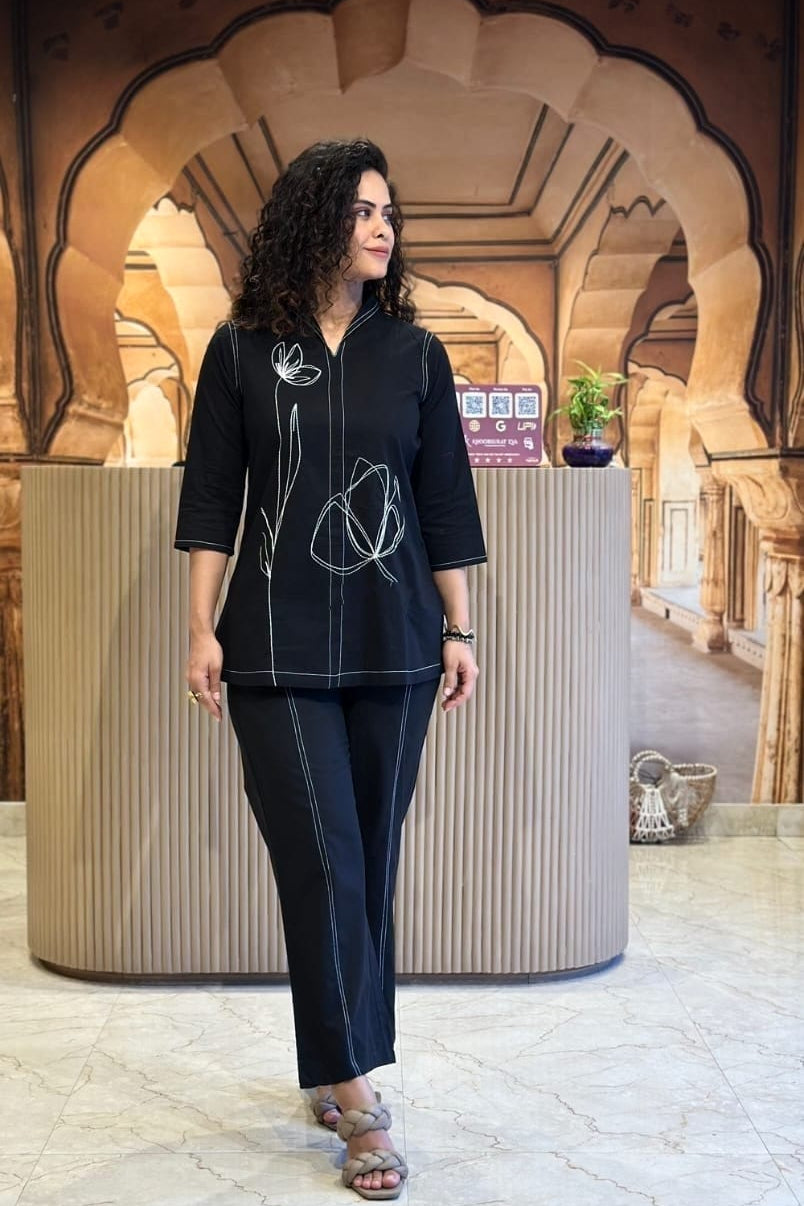 Black Serenity Embroidered Co-ord Set