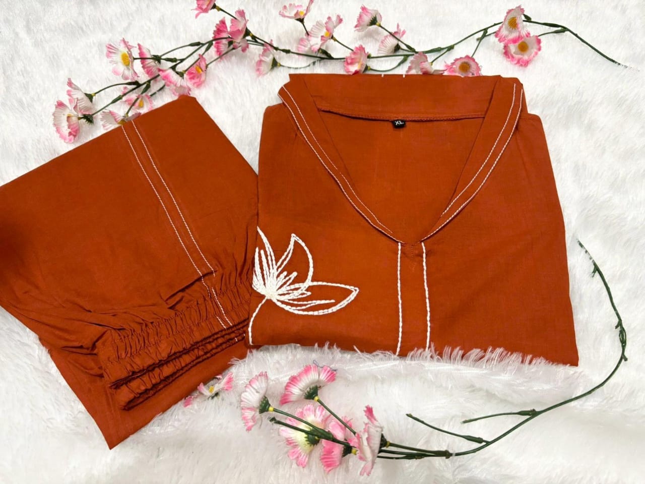 Orange Serenity Embroidered Co-ord Set