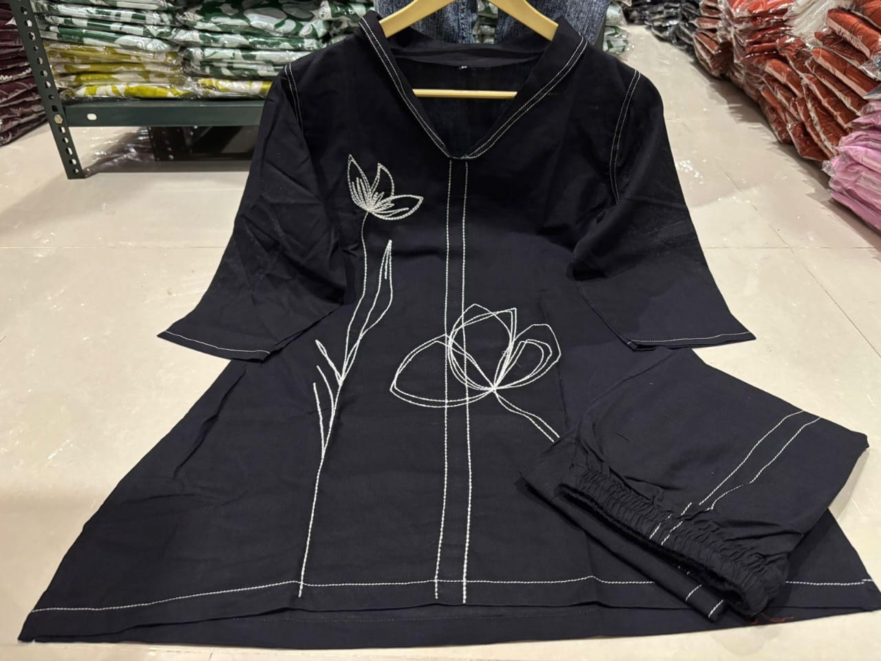 Black Serenity Embroidered Co-ord Set