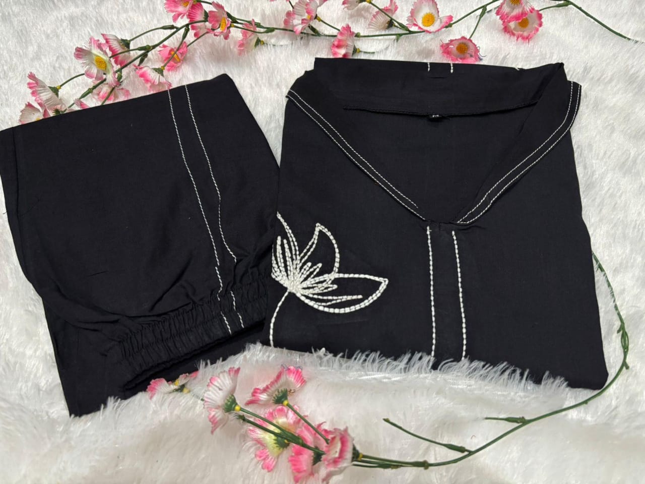 Black Serenity Embroidered Co-ord Set