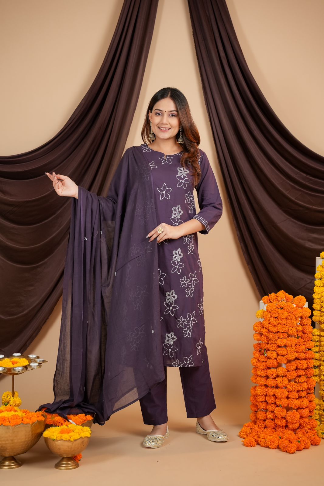 Taj Gulnaaz Blue Embroidered Flex Cotton Khadi Suit Set