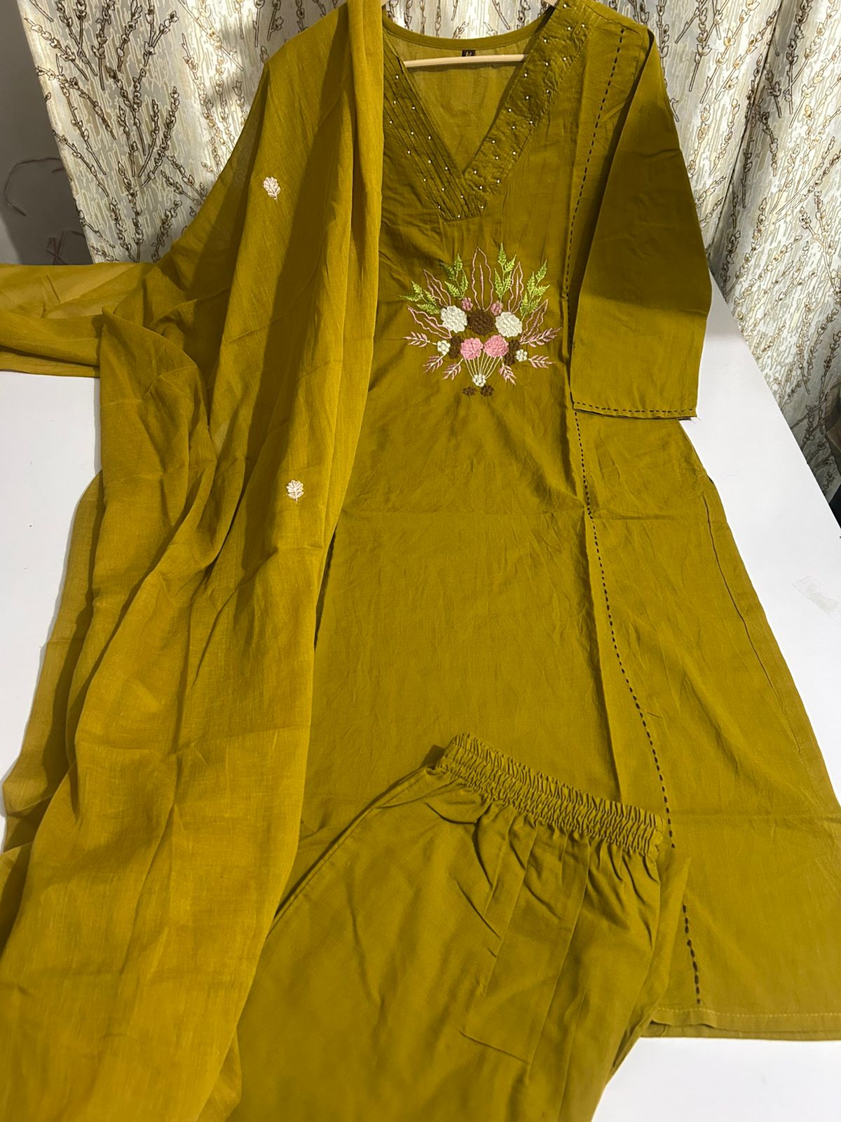 Kantha Noor Mehendi Cotton Khadi Handwork Suit Set