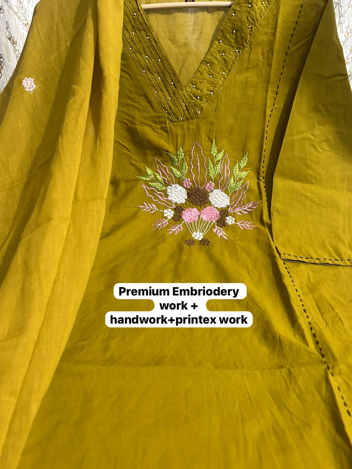 Kantha Noor Mehendi Cotton Khadi Handwork Suit Set