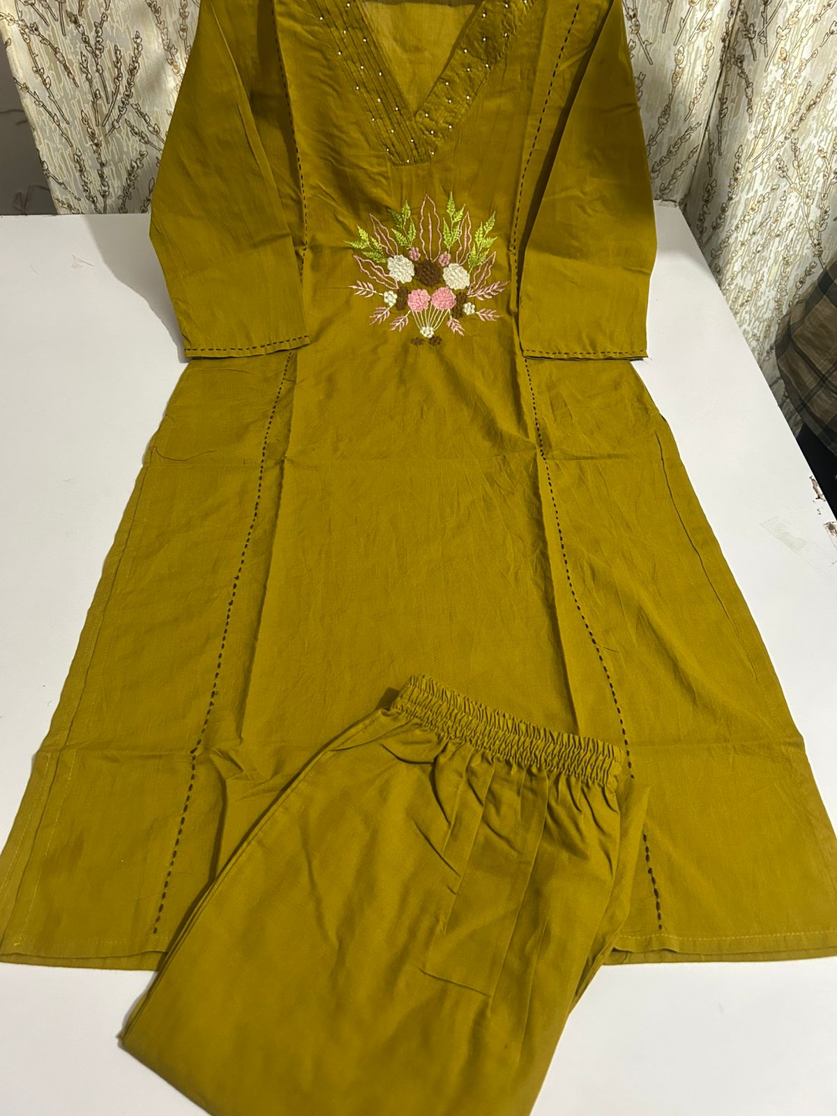 Kantha Noor Mehendi Cotton Khadi Handwork Suit Set