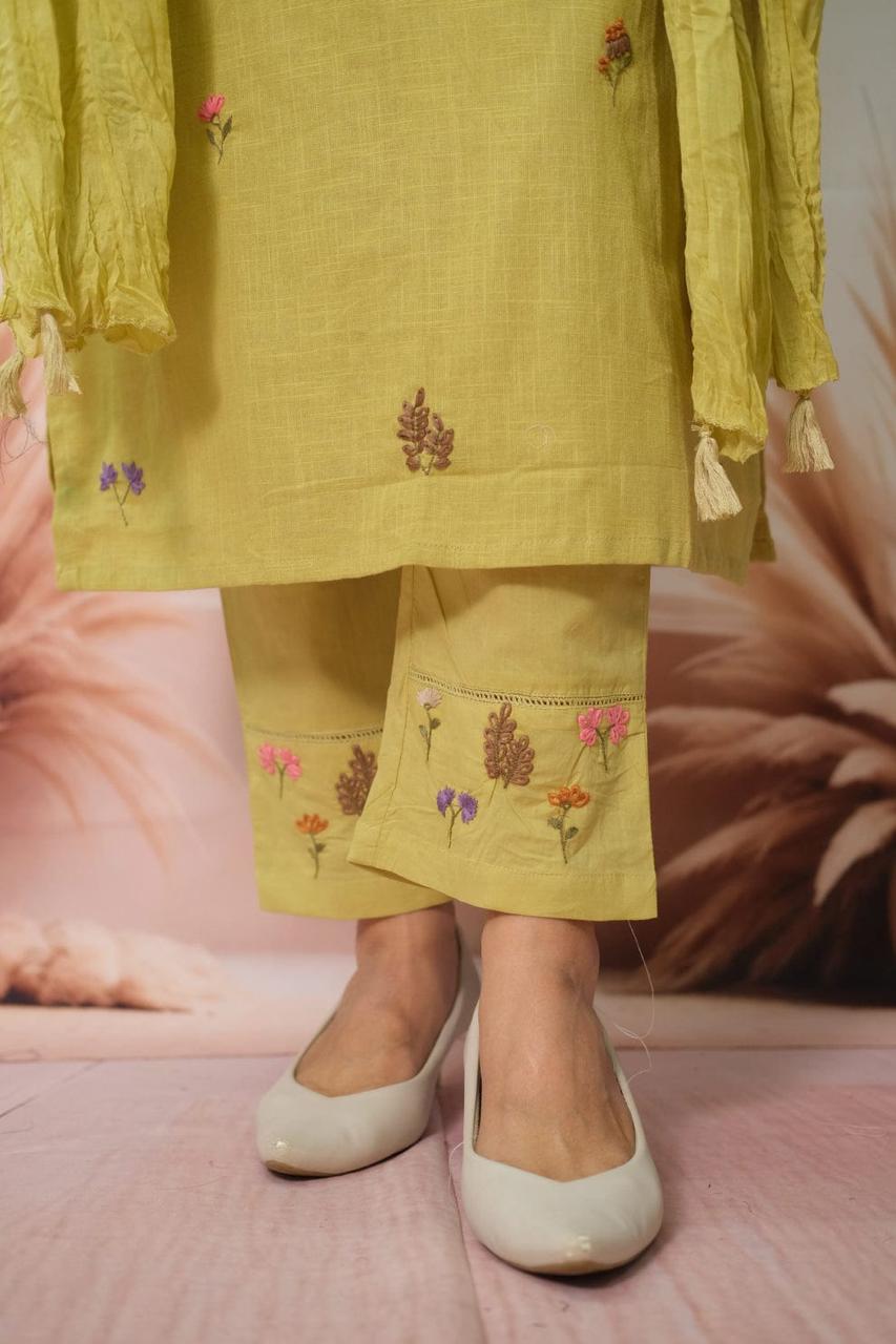 Taj Kantha Charm Cotton Khadi Suit Set