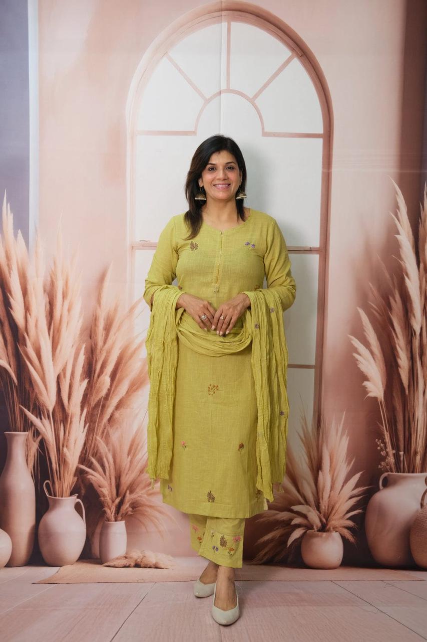 Taj Kantha Charm Cotton Khadi Suit Set