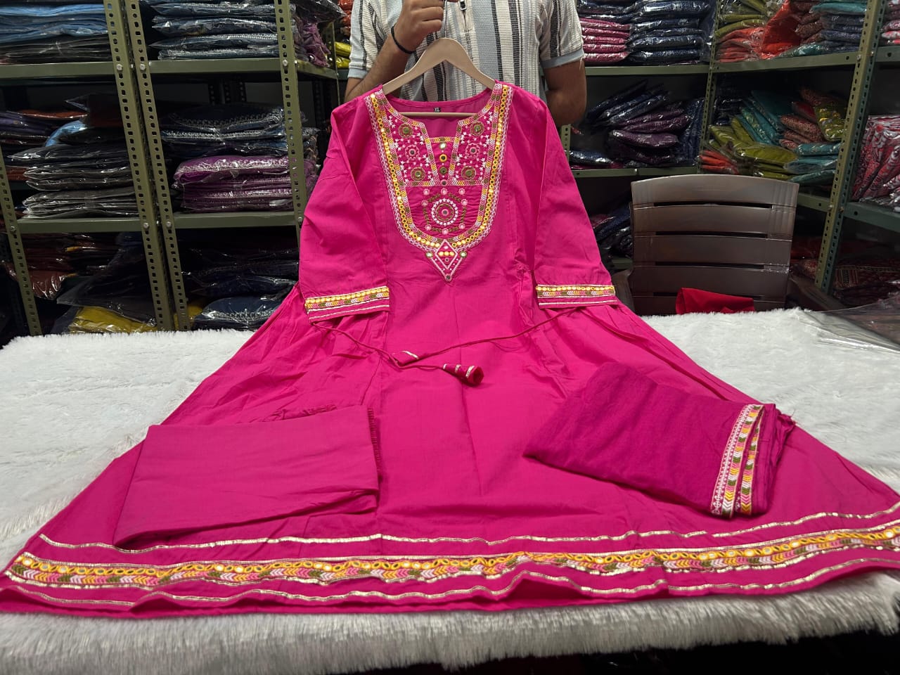 Rangini Pink Anarkali Embroidery Set