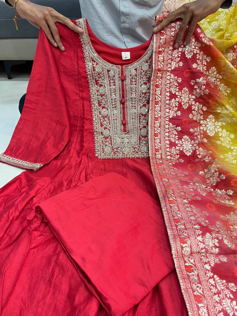 Noor-E-Chandni Anarkali Kurti Pant Dupatta Set