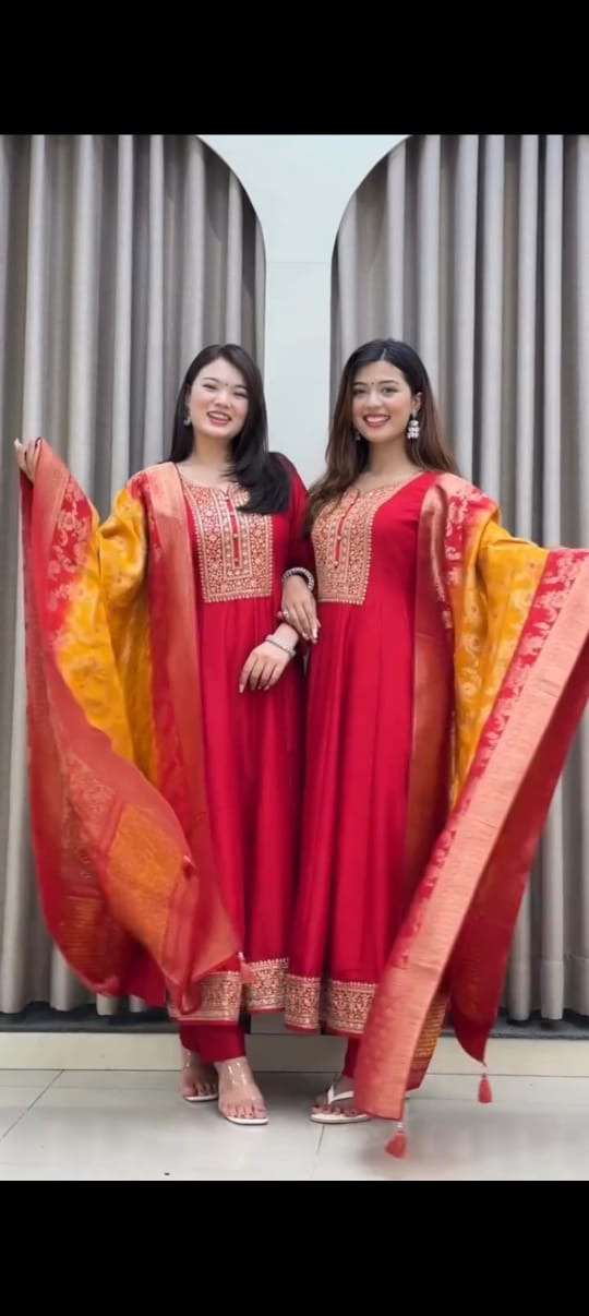 Noor-E-Chandni Anarkali Kurti Pant Dupatta Set