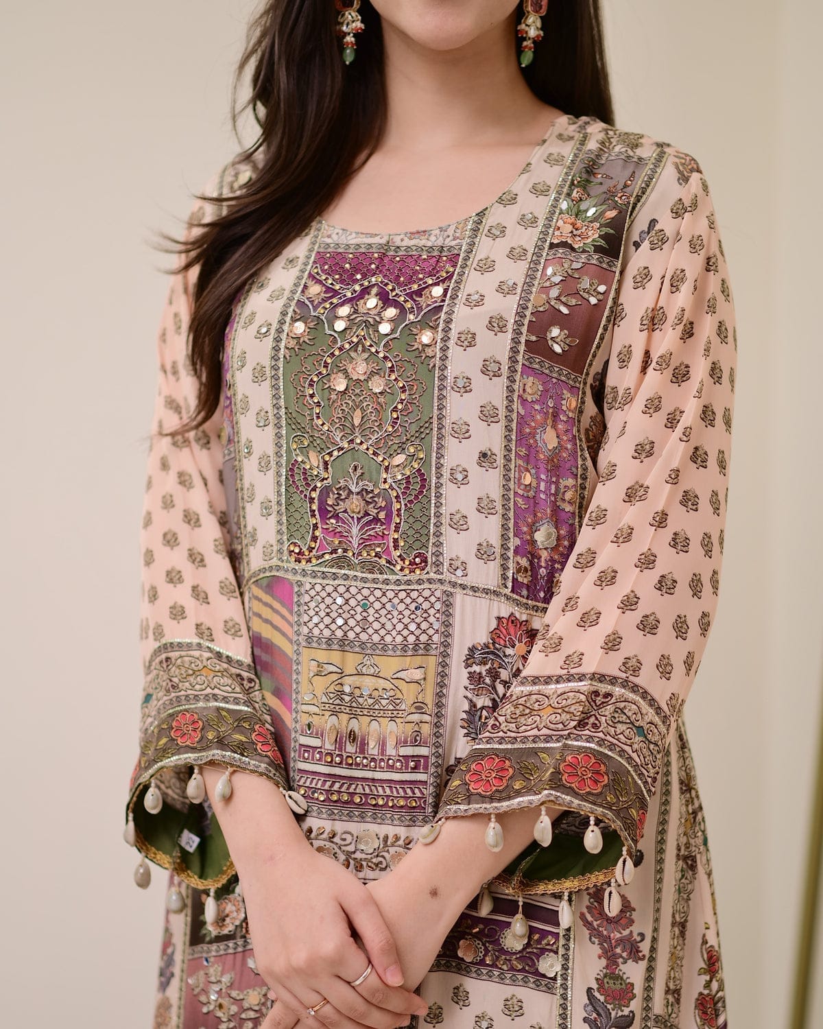 Noor-e-Rang Chinon Kurti Pant Set