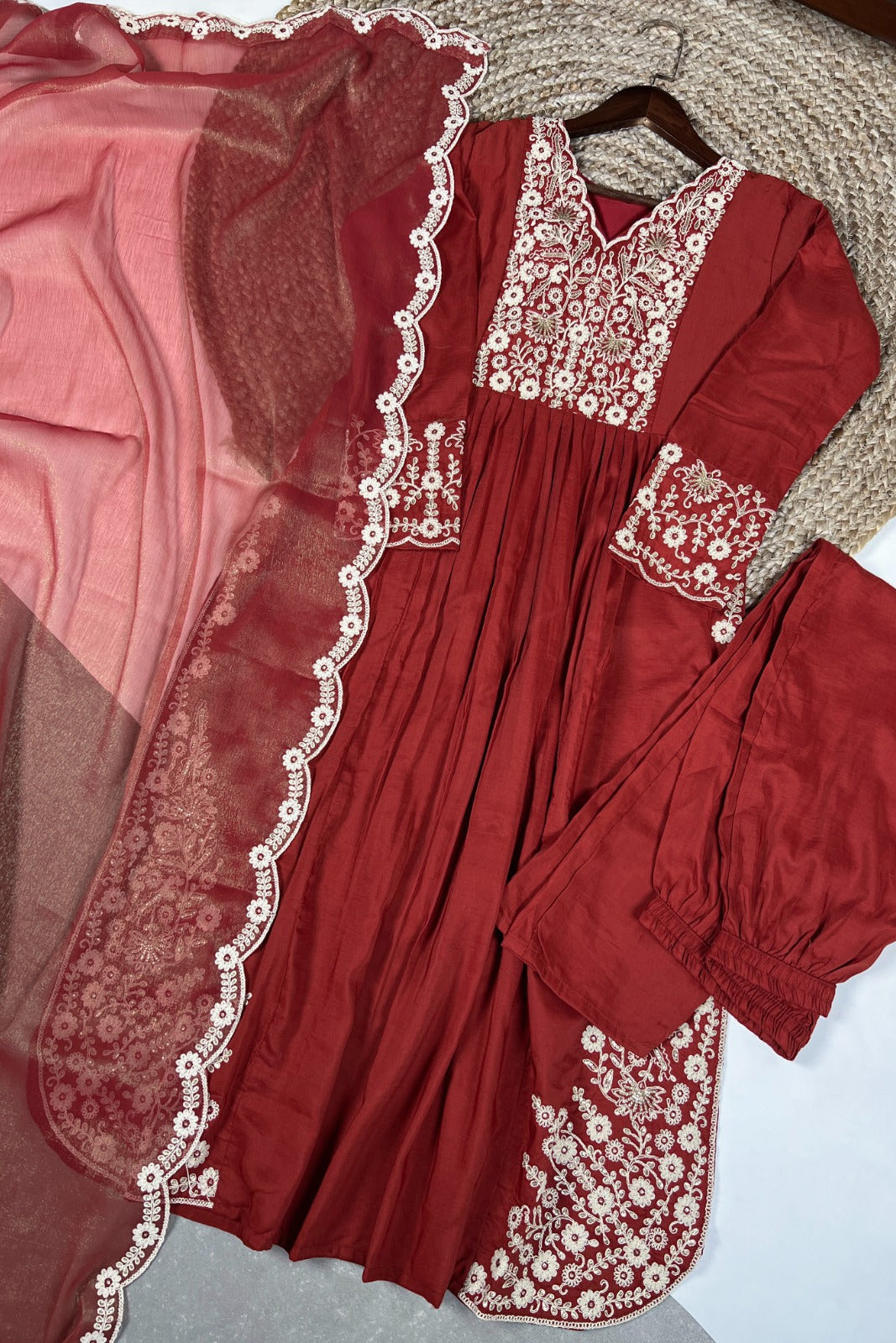 Rangana Maska Cotton Embroidered Suit Set